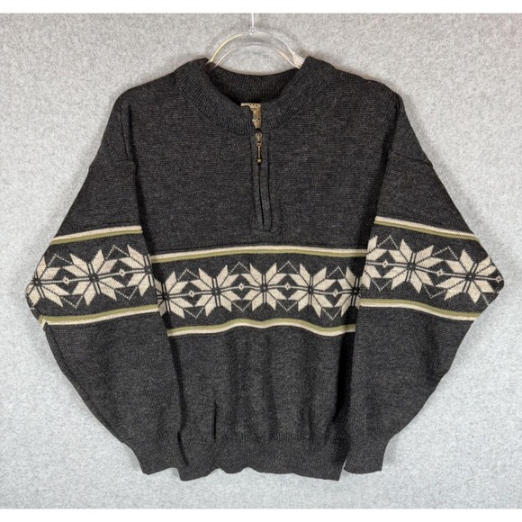 Lyngør Trikotage Sweater Mens Small Gray Wool Norwegian Half Zip Pullover Nordic - Picture 1 of 9